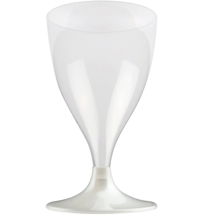 Plastic Stemmed Glass Wine White Pearl 200ml 2P (20 Units) Plastic Stemmed Glass Wine White Pearl 200ml 2P (20 Units)