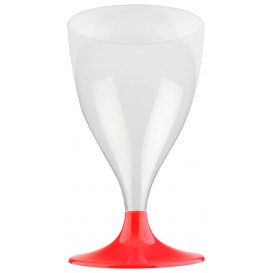Plastic Stemmed Glass Wine Red Clear 200ml 2P (20 Units)
