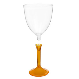 Plastic Stemmed Glass Wine Orange Clear Removable Stem 300ml (40 Units)