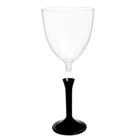 Plastic Stemmed Glass Wine Black Removable Stem 300ml (40 Units)