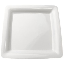 Plastic Plate Square shape Extra Rigid White 18x18cm (200Units)