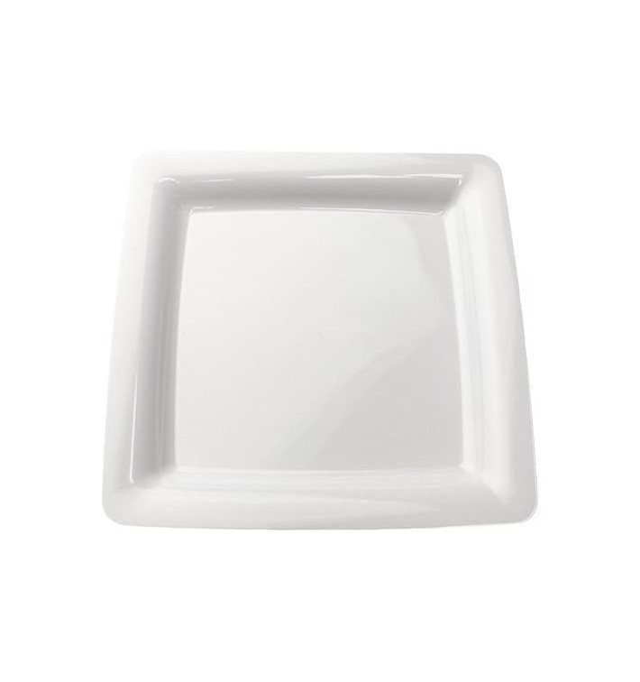 Plastic Plate Square shape Extra Rigid White 18x18cm (200Units)