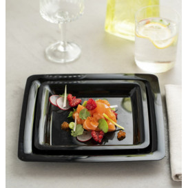 Plastic Plate Square shape Extra Rigid Black 22,5x22,5cm (200 Units)