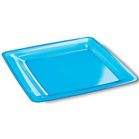 Plastic Plate Square shape Extra Rigid Turquoise 22,5x22,5cm (72 Units)