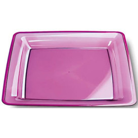 Plastic Plate Square shape Extra Rigid Eggplant 22,5x22,5cm (6 Units) 