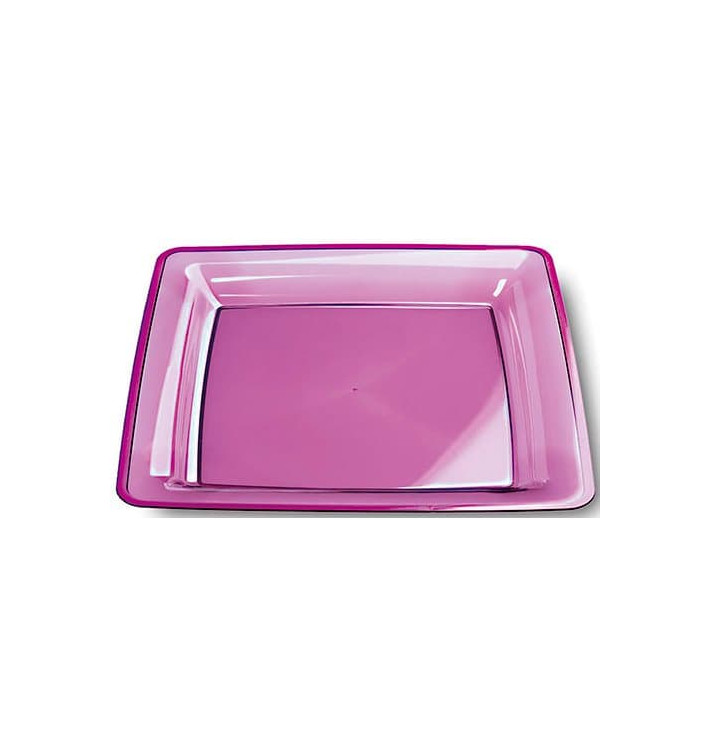 Plastic Plate Square shape Extra Rigid Eggplant 22,5x22,5cm (6 Units) Plastic Plate Square shape Extra Rigid Eggplant 22,5x22,5cm (6 Units)