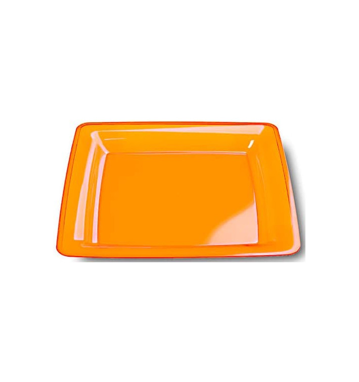 Plastic Plate Square shape Extra Rigid Orange 22,5x22,5cm (6 Units) Plastic Plate Square shape Extra Rigid Orange 22,5x22,5cm (6 Units)