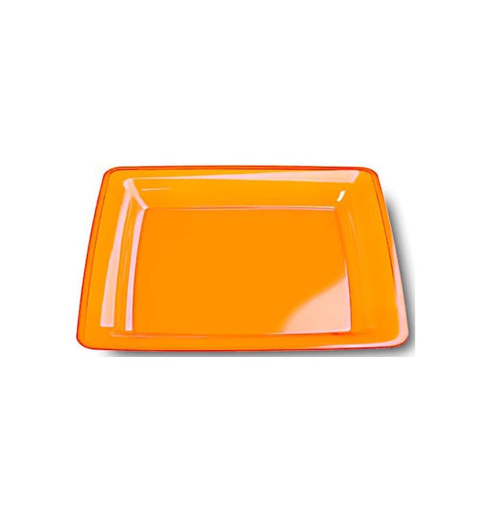 Plastic Plate Square shape Extra Rigid Orange 22,5x22,5cm (72 Units)