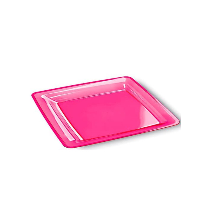 Plastic Plate Square shape Extra Rigid Raspberry 18x18cm (108 Units) Plastic Plate Square shape Extra Rigid Raspberry 18x18cm (108 Units)