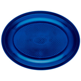 Plastic Platter Microwavable Oval Shape Blue "Round" 25,5x19 cm (600 Units)