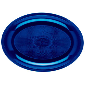 Plastic Platter Microwavable Oval Shape Blue "Round" 31,5x22 cm (25 Units) 