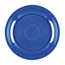 Plastic Plate Dessert Mediterranean Blue "Round" PP Ø18,5 cm (50 Units) 