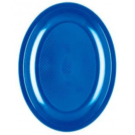 Plastic Platter Oval Shape Mediterranean Blue "Round" PP 25,5 cm (50 Units) 