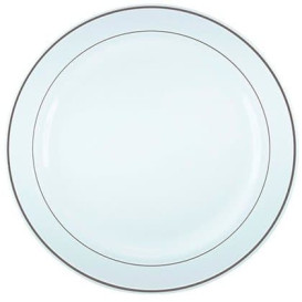 Plastic Plate Extra Rigid with Border Silver 15cm (200 Units)