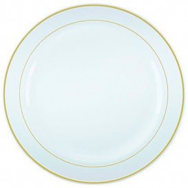 Plastic Plate Extra Rigid with Border Gold 19cm (20 Units) 