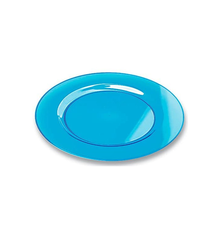 Plastic Plate Round shape Extra Rigid Turquoise 19cm (10 Units) Plastic Plate Round shape Extra Rigid Turquoise 19cm (10 Units)