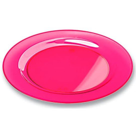 Plastic Plate Round shape Extra Rigid Raspberry 26cm (6 Units) 