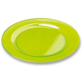 Plastic Plate Round shape Extra Rigid Green 23cm (6 Units) 