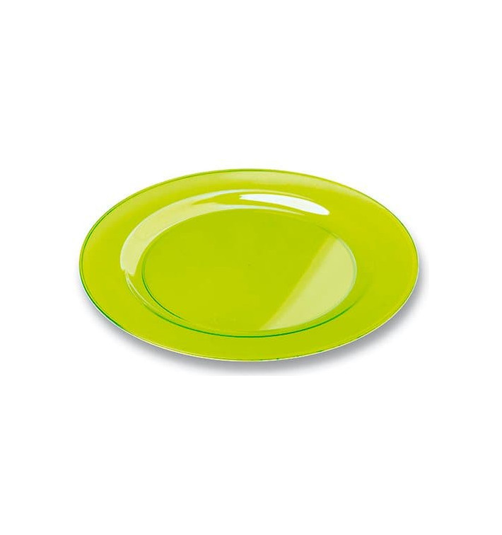 Plastic Plate Round shape Extra Rigid Green 26cm (6 Units) Plastic Plate Round shape Extra Rigid Green 26cm (6 Units)