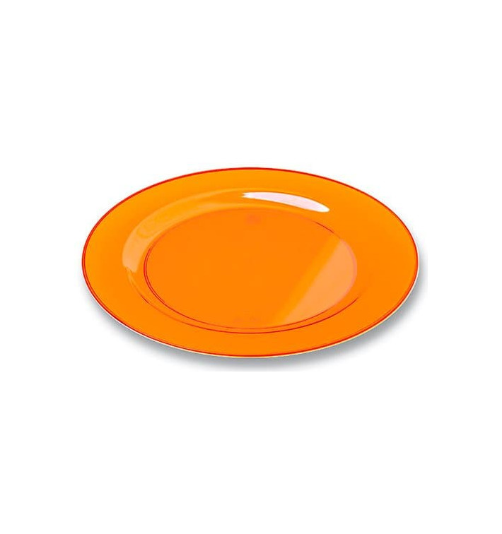 Plastic Plate Round shape Extra Rigid Orange 19cm (10 Units) Plastic Plate Round shape Extra Rigid Orange 19cm (10 Units)