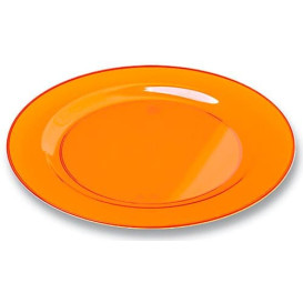 Plastic Plate Round shape Extra Rigid Orange 23cm (6 Units) 