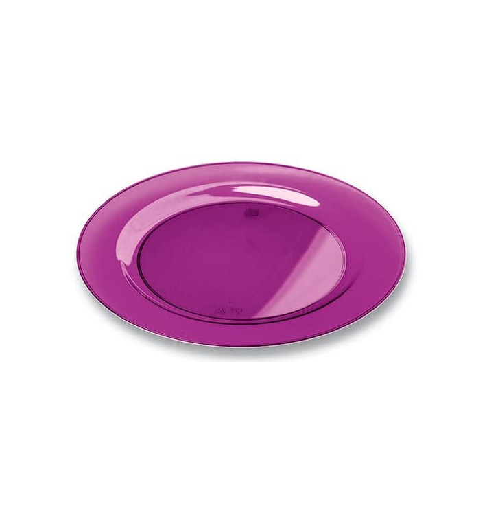 Plastic Plate Round shape Extra Rigid Eggplant 26cm (6 Units) 