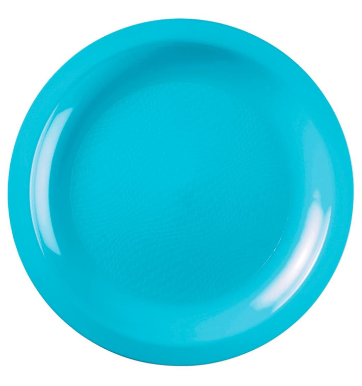 Plastic Plate Flat Turquoise Round shape PP Ø22 cm (50 Units) Plastic Plate Flat Turquoise Round shape PP Ø22 cm (50 Units)