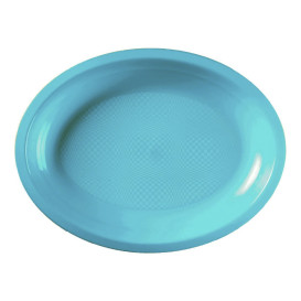 Plastic Tray Microwavable Oval Shape Turquoise 25,5x19 cm (600 Units)