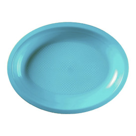 Plastic Tray Microwavable Oval Shape Turquoise 31,5x22 cm (25 Units) 