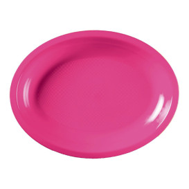 Plastic Platter Microwavable Oval Shape Fuchsia 25,5x19 cm (600 Units)