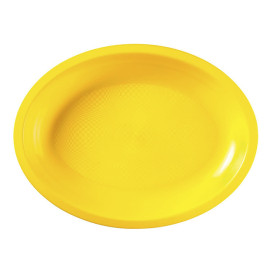 Plastic Platter Microwavable Oval Shape Yellow 25,5x19 cm (600 Units)