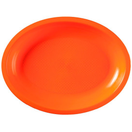 Plastic Platter Microwavable Oval Shape Orange 25,5x19 cm (50 Units) 