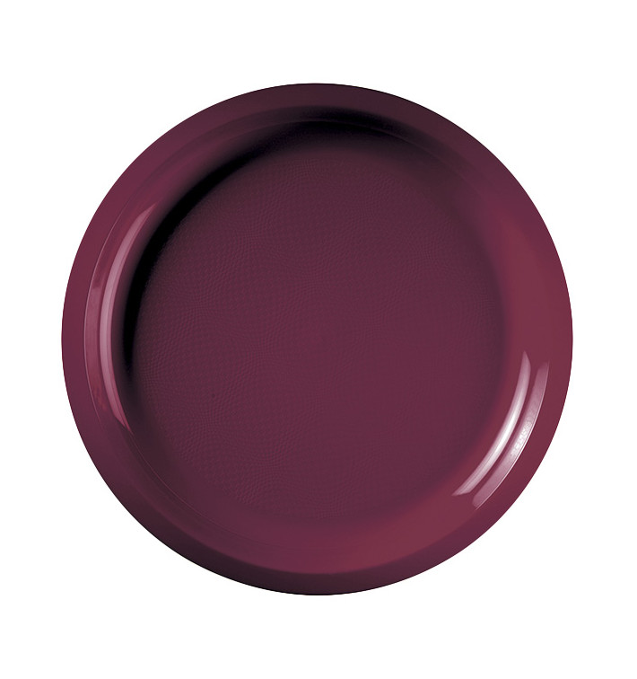 Plastic Plate Burgundy "Round" PP Ø29 cm (25 Units) Plastic Plate Burgundy "Round" PP Ø29 cm (25 Units)