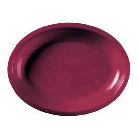 Plastic Platter Microwavable Oval Shape Burgundy "Round" 31,5x22 cm (25 Units) 