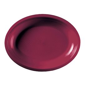 Plastic Platter Microwavable Oval Shape Burgundy "Round" 31,5x22 cm (300 Units)
