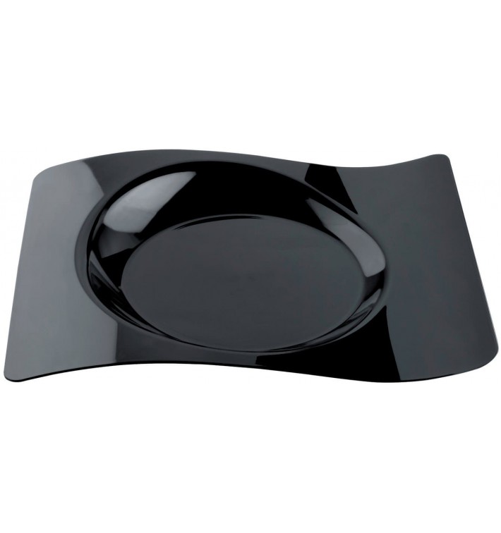 Plastic Plate "Forma" Black 28x23 cm (12 Units) 