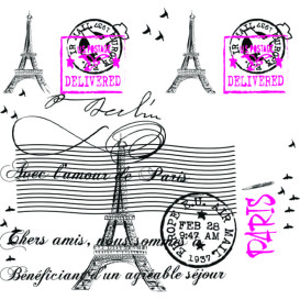 Pre-Cut Paper Tablecloth "Paris" 37g 1x1m (400 Units)  
