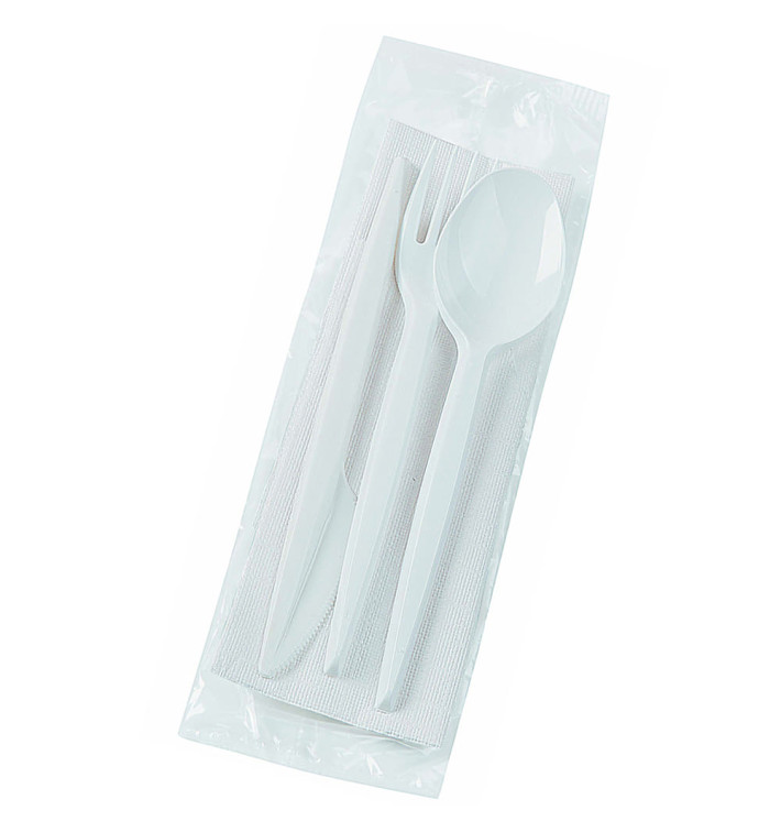 Plastic Cutlery kit PS Fork, Knife, Spoon and Napkin (25 Units) Plastic Cutlery kit PS Fork, Knife, Spoon and Napkin (25 Units)