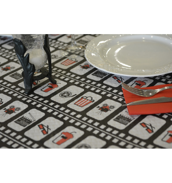 Pre-Cut Paper Tablecloth "Cinem (400 Units) a" 37g 1x1m (400 Units)  