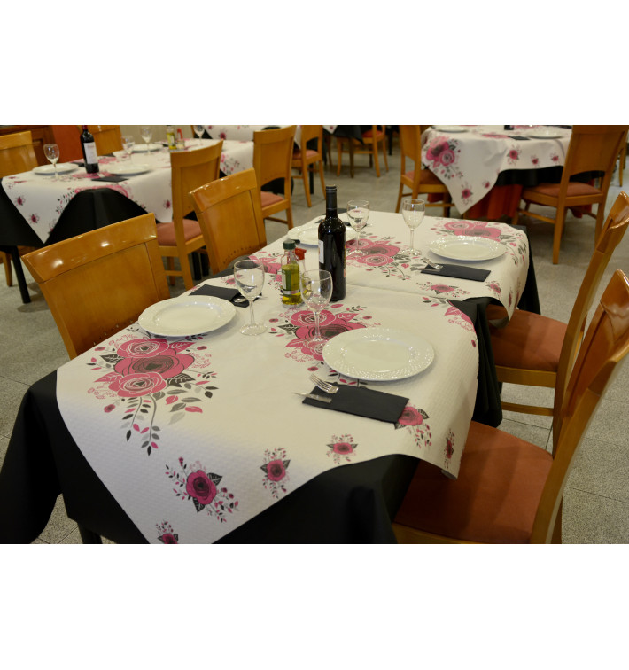 Pre-Cut Paper Tablecloth "Bouquet" 37g 1x1m (400 Units) Pre-Cut Paper Tablecloth "Bouquet" 37g 1x1m (400 Units)