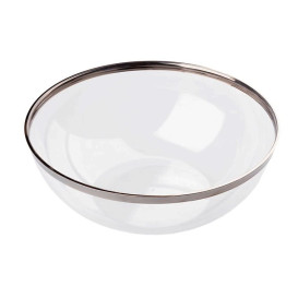 Plastic Bowl with Rim Hard Silver 1500ml Ø20cm (40 Units)