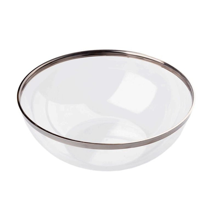 Plastic Bowl with Rim Hard Silver 1500ml Ø20cm (40 Units) Plastic Bowl with Rim Hard Silver 1500ml Ø20cm (40 Units)