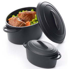 Serving Pot Tray with Lid PP Black 300ml (4 Units)