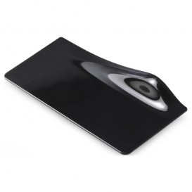 Tasting Plastic Plate PS Rectangular shape "GOGO" Black 14x5.8cm (40 Units) 