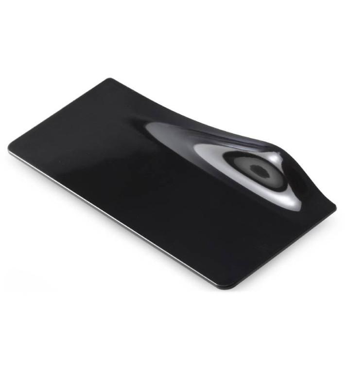 Tasting Plastic Plate PS Rectangular shape "GOGO" Black 14x5.8cm (40 Units) 