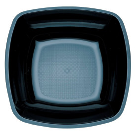 Plastic Plate Deep Black Square shape PS 18 cm (300 Units)