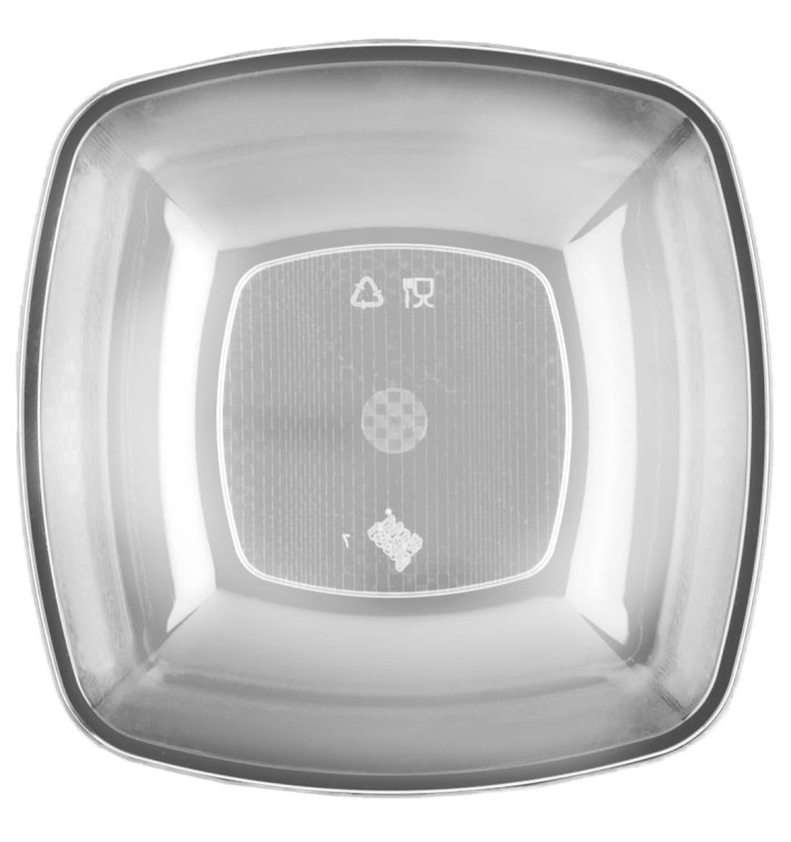 Plastic Plate Deep Clear Square shape PS 18 cm (25 Units) Plastic Plate Deep Clear Square shape PS 18 cm (25 Units)