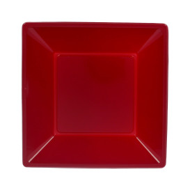 Plastic Plate Deep Square shape Burgundy 17 cm (360 Units)