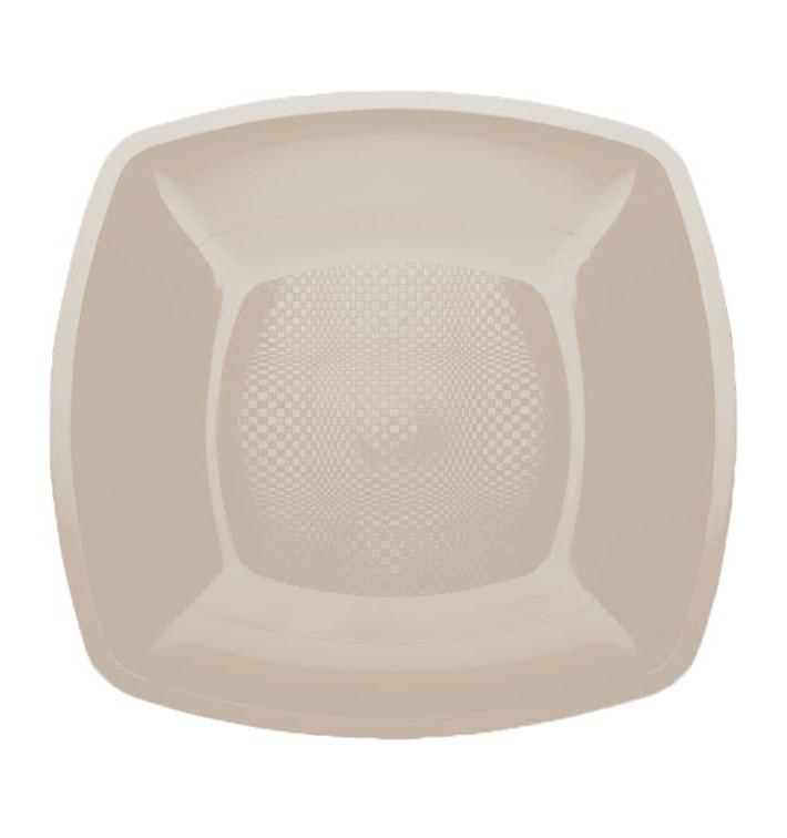 Plastic Plate Flat Beige Square shape PP 18 cm (25 Units) Plastic Plate Flat Beige Square shape PP 18 cm (25 Units)