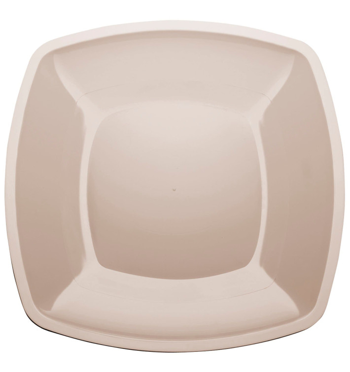 Plastic Plate Flat Beige Square shape PS 30 cm (12 Units) Plastic Plate Flat Beige Square shape PS 30 cm (12 Units)